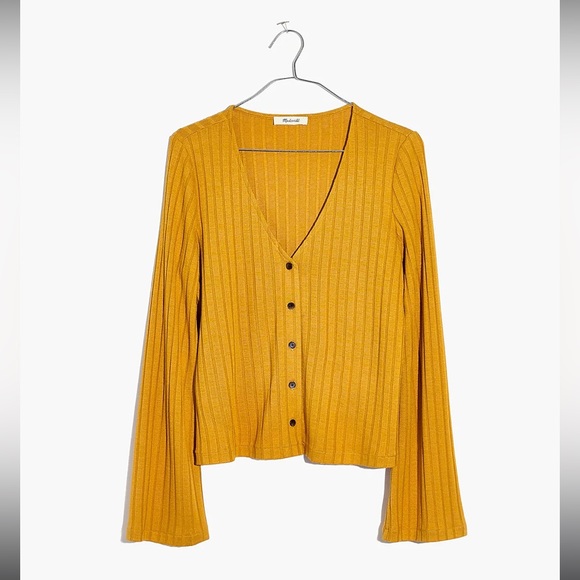 MOVING SALE | Women’s Madewell Yellow Gold Bell-Sleeve Cardigan Top, Size XL - Picture 7 of 7